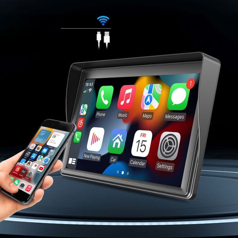 Multimídia Som De Carro Universal Carplay Android e IOS Tela 7 Câmera de Ré