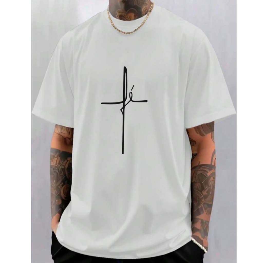 Camisa Camiseta Fé Masculino Feminino Casual 100% Algodão